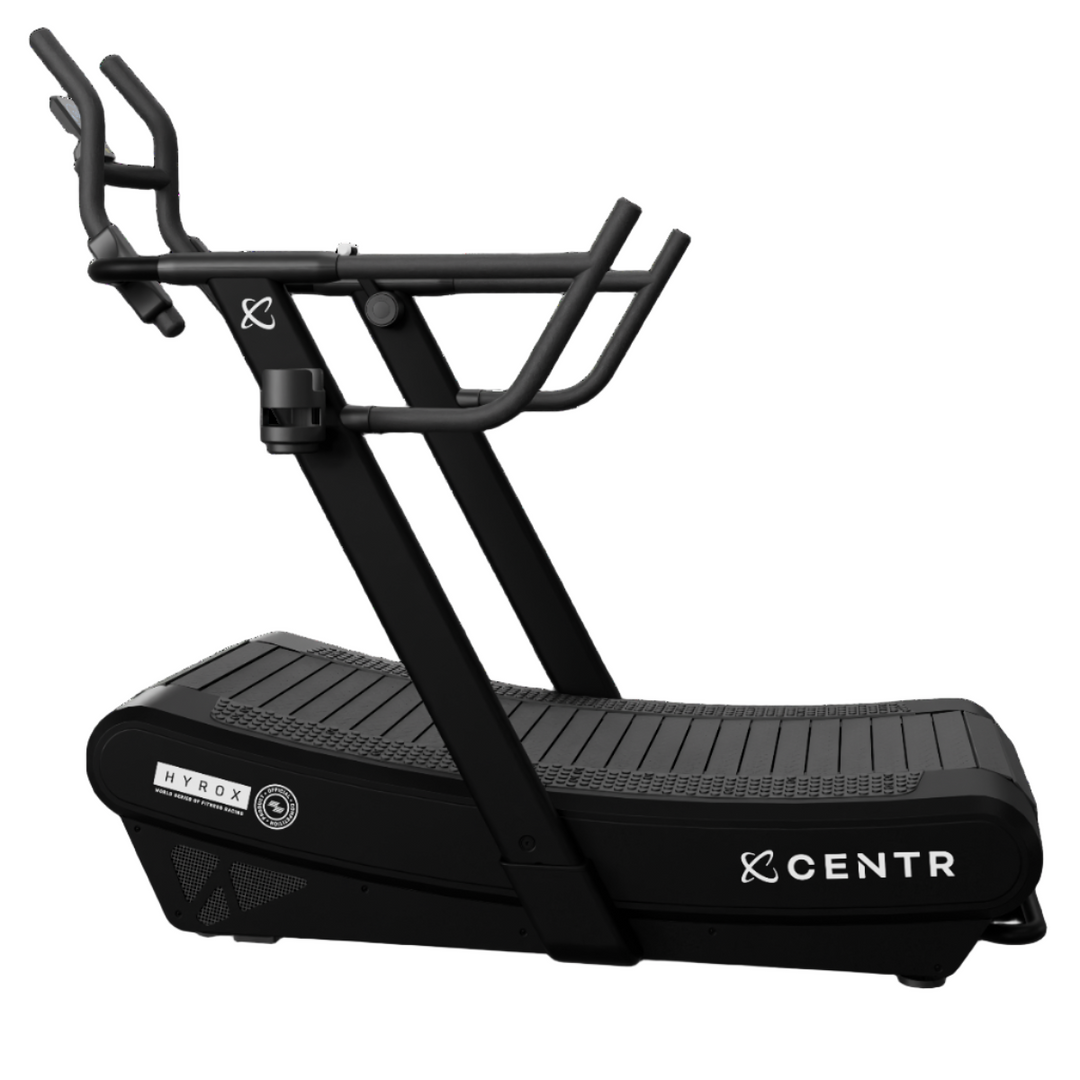 Black elliptical machine with 'X-Centr' branding on a white background
