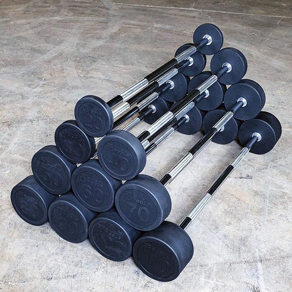 Rubber Coated Fixed Weight Straight Barbells Pack