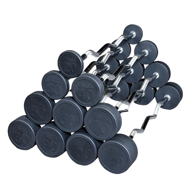 Rubber Coated Fixed Weight Curl Barbell Pack