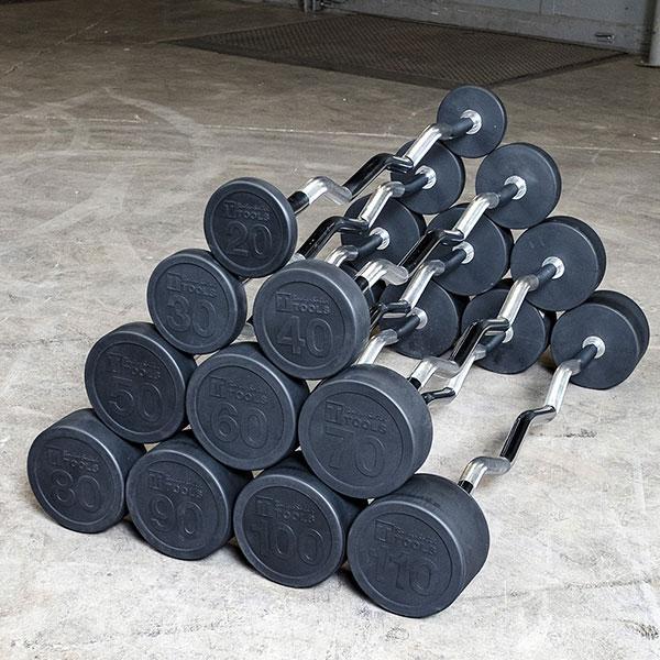Rubber Coated Fixed Weight Curl Barbell Pack