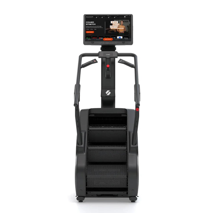 Step machine with a digital display on a white background