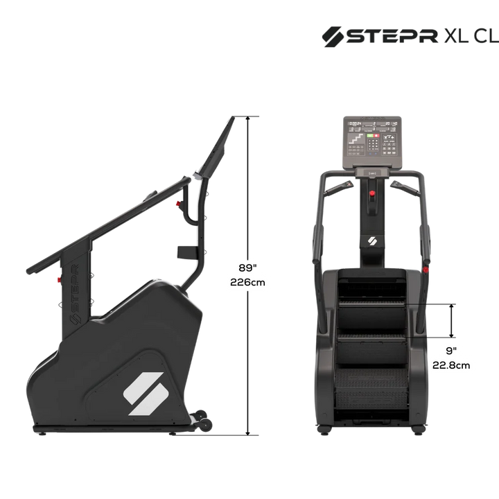 Dimensions and features of a STEPR XL Classic product on a white background